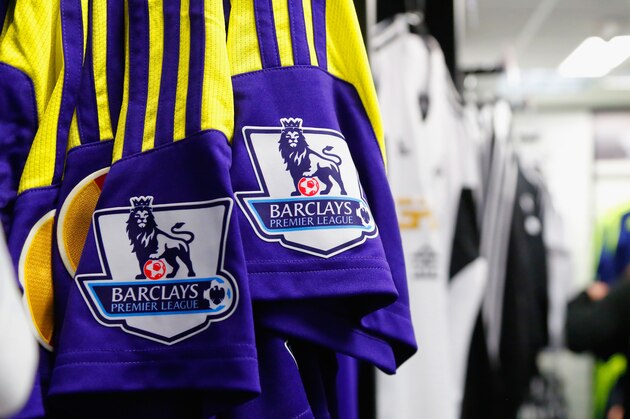 SWANSEA, WALES - APRIL 26:  The Premier league logo is seen on a replica shirt ahead of the Barclays Premier League match between Swansea City and Aston Villa at Liberty Stadium on April 26, 2014 in Swansea, Wales.  (Photo by Paul Thomas/Getty Images)
