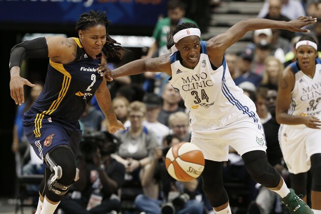 Minnesota Lynx’s Sylvia Fowles plays in the first half in Game 1 of the WNBA Finals basketball game against the Indiana Fever, Sunday, Oct. 4, 2015, in Minneapolis. (AP Photo/Jim Mone)