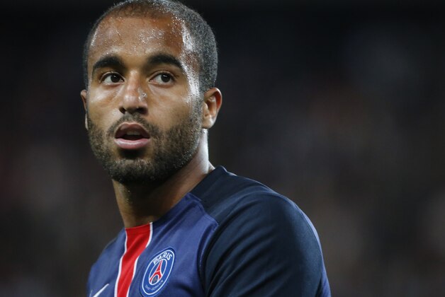 Paris saint Germain's Lucas Moura   during  to his French League one soccer match between Paris Saint Germain and Ajaccio Gazelec, at the Parc des Princes stadium in Paris, France. Sunday, Aug. 16, 2015. (AP Photo/Jacques Brinon)