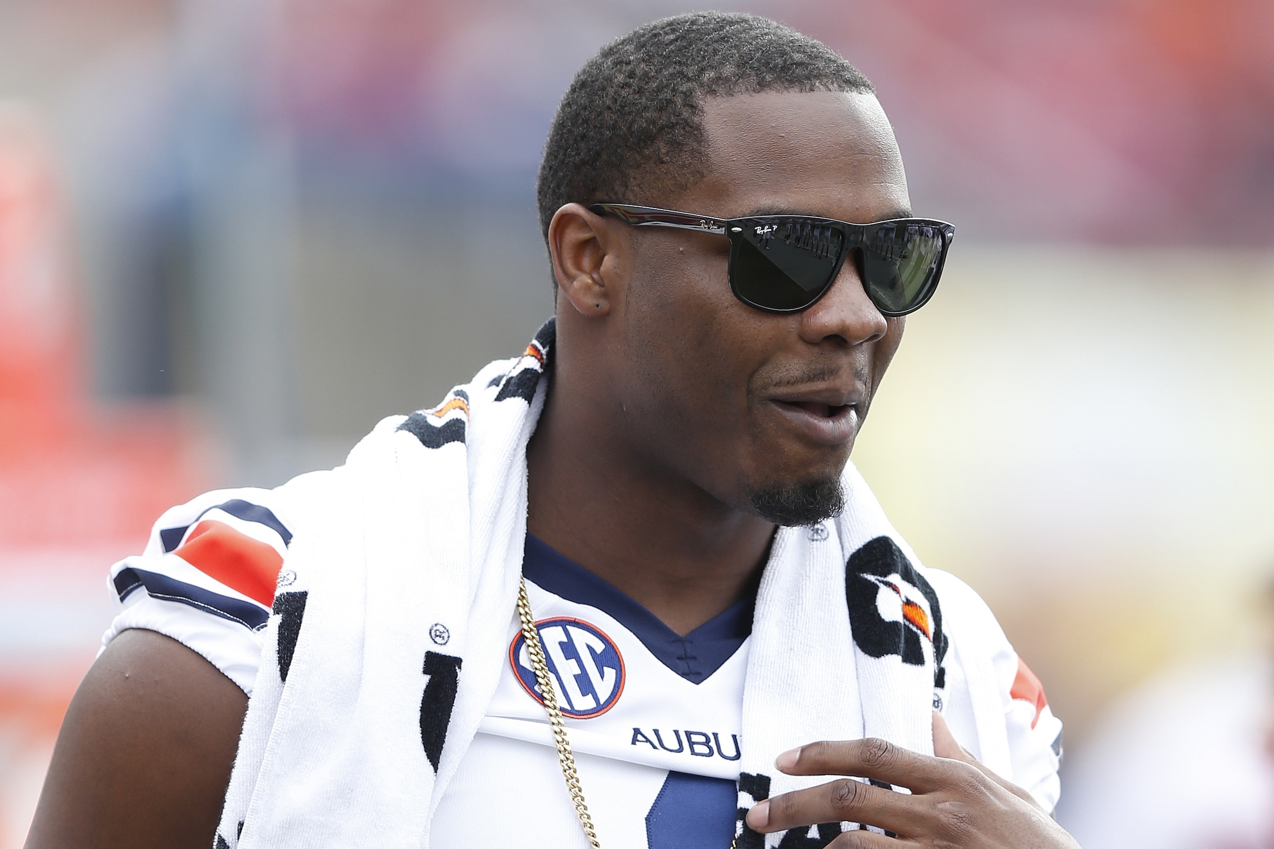 TAMPA, FL - JANUARY 1: D'haquille Williams #1 of the Auburn Tigers looks on against the Wisconsin Badgers during the Outback Bowl at Raymond James Stadium on January 1, 2015 in Tampa, Florida. Wisconsin defeated Auburn 34-31 in overtime. (Photo by Joe Robbins/Getty Images)