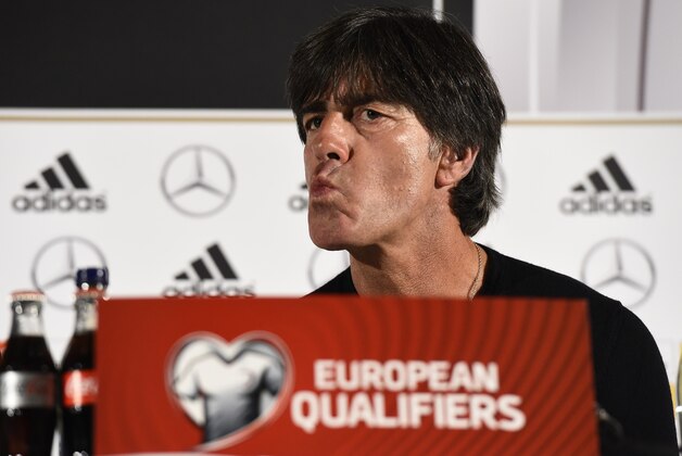 Germany's head coach Joachim Loew speaks at a press conference on the eve of their UEFA Euro 2016 qualifying football match against Ireland in Dublin on October 7, 2015.  AFP PHOTO / TOBIAS SCHWARZ        (Photo credit should read TOBIAS SCHWARZ/AFP/Getty Images)