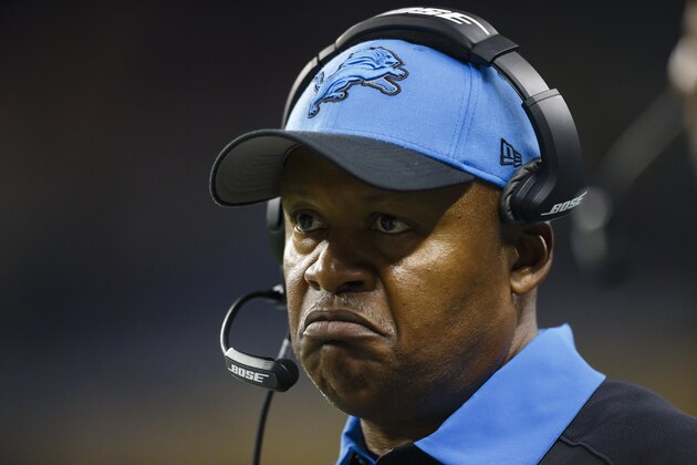 Detroit Lions head coach Jim Caldwell on the sideline against the Buffalo Bills during an preseason NFL football game at Ford Field in Detroit, Thursday, Sept. 3, 2015. (AP Photo/Rick Osentoski)