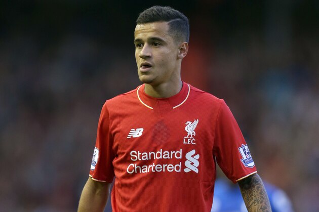 Liverpool's Philippe Coutinho in action during their English Premier League soccer match against Bournemouth at Anfield in Liverpool, England, Monday Aug. 17, 2015. (AP Photo/Clint Hughes)