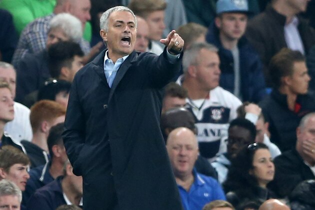 Chelsea's Portuguese manager Jose Mourinho gestures during the English Premier League football match between Chelsea and Southampton at Stamford Bridge in London on October 3, 2015. AFP PHOTO / JUSTIN TALLIS

RESTRICTED TO EDITORIAL USE. No use with unauthorized audio, video, data, fixture lists, club/league logos or 'live' services. Online in-match use limited to 75 images, no video emulation. No use in betting, games or single club/league/player publications.        (Photo credit should read JUSTIN TALLIS/AFP/Getty Images)