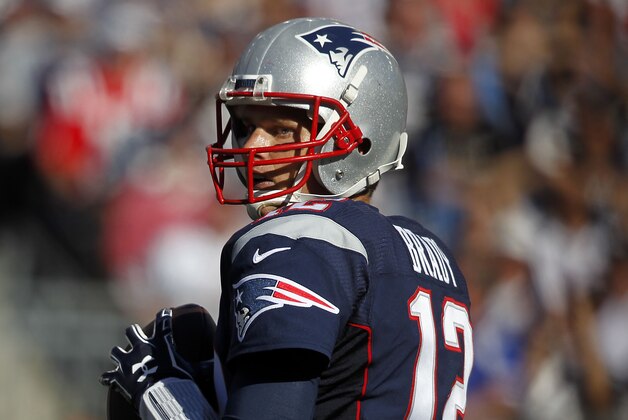 New England Patriots quarterback Tom Brady (12) during the third quarter of an NFL game against the Jacksonville Jaguars, Sunday, Sept. 27, 2015, in Foxborough, Mass. (AP Photo/Stew Milne)