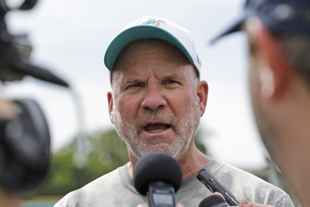 Miami Dolphins Defensive Coordinator Kevin Coyle talks with members of the media at the teams NFL football training camp, Wednesday, Aug. 5, 2015 in Davie, Fla. (AP Photo/Wilfredo Lee)