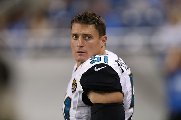 DETROIT, MI - AUGUST 22: Paul Posluszny #51 of the Jacksonville Jaguars leaves the field during the second half of the preseason game against the Detroit Lions at Ford Field on August 22, 2014 in Detroit, Michigan. The Lions defeated the Jaguars 13-12.  (Photo by Leon Halip/Getty Images)