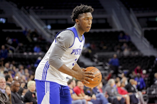 AUBURN HILLS, MI - OCTOBER 3:  Stanley Johnson #3 of the Detroit Pistons shoots the ball during an Open Practice on October 3, 2015 at The Palace of Auburn Hills in Auburn Hills, Michigan. NOTE TO USER: User expressly acknowledges and agrees that, by downloading and/or using this photograph, User is consenting to the terms and conditions of the Getty Images License Agreement.  Mandatory Copyright Notice: Copyright 2015 NBAE (Photo by Allen Einstein/NBAE via Getty Image)