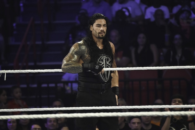 MIAMI, FL- SEPTEMBER 01: Roman Reigns looks on during the WWE Smackdown on September 1, 2015 at the American Airlines Arena in Miami, Florida.  (Photo by Ron ElkmanSports Imagery/Getty Images)