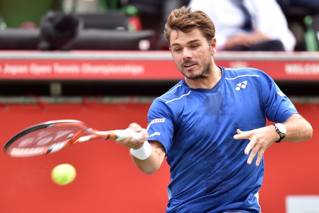 TOKYO, JAPAN - OCTOBER 09:  Stan Wawrinka of Switzerland in action during the men's singles match against Austin Krajicek of the USA on day five of Rakuten Open 2015 at Ariake Colosseum on October 9, 2015 in Tokyo, Japan.  (Photo by Atsushi Tomura/Getty Images)