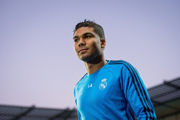 Real Madrid's Brazilian midfielder Carlos Henrique Casemiro takes part in a training session at the Swedbank Stadion, on September 29, 2015, on the eve of the UEFA Champions League Group A football match between Malmo FF and Real Madrid CF. AFP PHOTO / JONATHAN NACKSTRAND        (Photo credit should read JONATHAN NACKSTRAND/AFP/Getty Images)