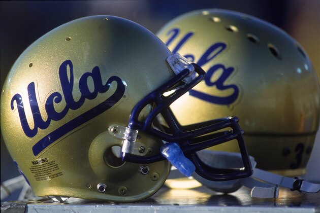 4 Nov 2000:  A general view of the UCLA Bruins helmet during the game against the Stanford Cardinal at the Rose Bowl in Pasadena, California. The Bruins defeated the Cardinal 37-35. Mandatory Credit: Matt Kincaid  /Allsport