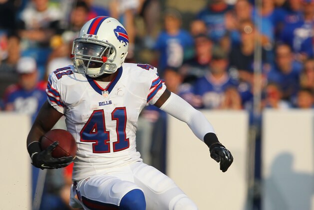 Buffalo Bills running back Cierre Wood carries the ball during the second half of a preseason NFL football game against the Pittsburgh Steelers on Saturday, Aug. 29, 2015, in Orchard Park, N.Y. (AP Photo/Bill Wippert)