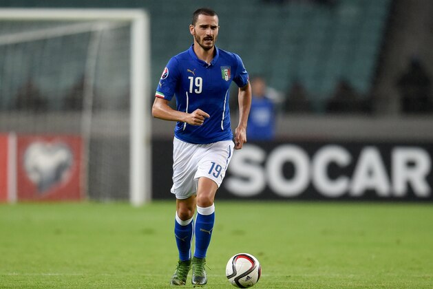 BAKU, AZERBAIJAN - OCTOBER 10:  Leonardo Bonucci of Italy in action during the UEFA Euro 2016 qualifying football match between Azerbaijan and Italy at Olympic Stadium on October 10, 2015 in Baku, Azerbaijan.  (Photo by Claudio Villa/Getty Images)