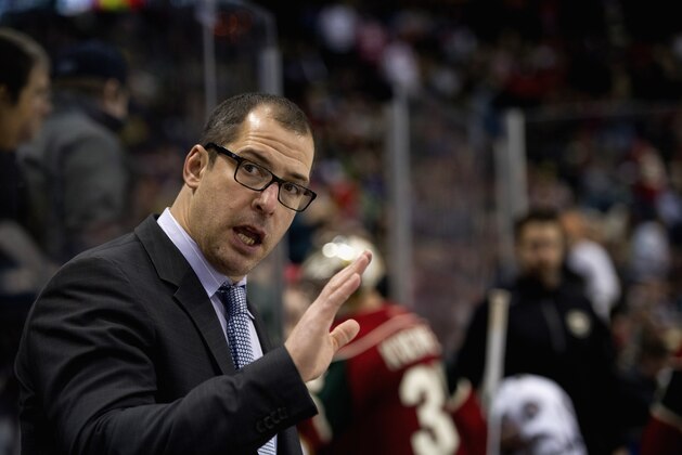 ST PAUL, MN - JANUARY 23: Darryl Sydor of the Minnesota Wild looks on during the game against the Chicago Blackhawks on January 23, 2014 at Xcel Energy Center in St Paul, Minnesota. The Wild defeated the Blackhawks 2-1. (Photo by Hannah Foslien/Getty Images)