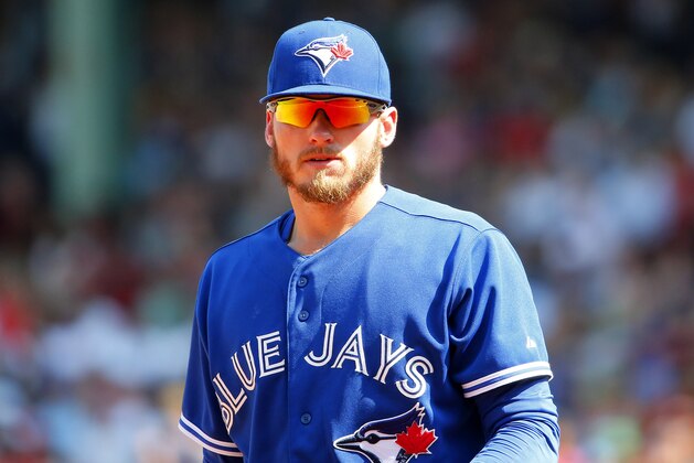 Toronto Blue Jays third baseman Josh Donaldson during the fifth inning of a baseball game against the Boston Red Sox at Fenway Park in Boston Monday, Sept. 7, 2015. (AP Photo/Winslow Townson)