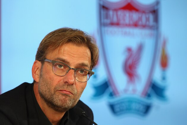 LIVERPOOL, ENGLAND - OCTOBER 09:  Jurgen Klopp is unveiled as the new manager of Liverpool FC during a press conference at Anfield on October 9, 2015 in Liverpool, England.  (Photo by Alex Livesey/Getty Images)