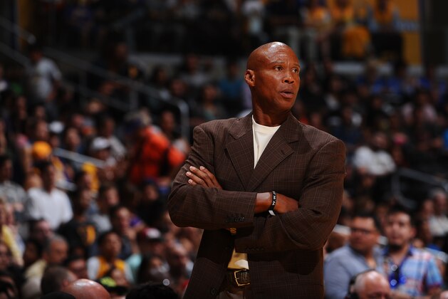 LOS ANGELES, CA - OCTOBER 11: Head coach, Byron Scott of the Los Angeles Lakers during the preseason game  against the Maccabi Haifa on October 11, 2015 at STAPLES CENTER in Los Angeles, California. NOTE TO USER: User expressly acknowledges and agrees that, by downloading and or using this Photograph, user is consenting to the terms and conditions of the Getty Images License Agreement. Mandatory Copyright Notice: Copyright 2015 NBAE (Photo by Juan Ocampo/NBAE via Getty Images)