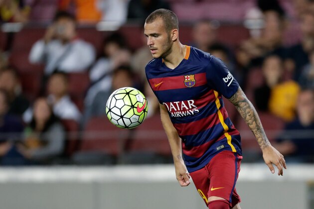 Sandro Ramirez of FC Barcelona during the Primera Division match between FC Barcelona and Levante UD on September 20, 2015 at Camp Nou stadium in Barcelona, Spain.(Photo by VI Images via Getty Images)