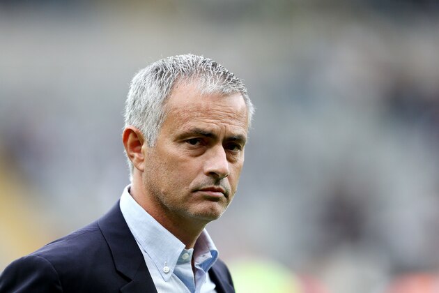 Chelsea's manager Jose Mourinho awaits the start of the English Premier League soccer match between Newcastle United and Chelsea at St James' Park, Newcastle, England, Saturday, Sept. 26, 2015. (AP Photo/Scott Heppell)