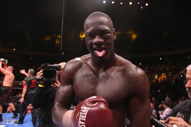 BIRMINGHAM, AL - SEPTEMBER 26:  Deontay Wilder poses after defeating Johann Duhaupas at Legacy Arena at the BJCC on September 26, 2015 in Birmingham, Alabama.  (Photo by David A. Smith/Getty Images)