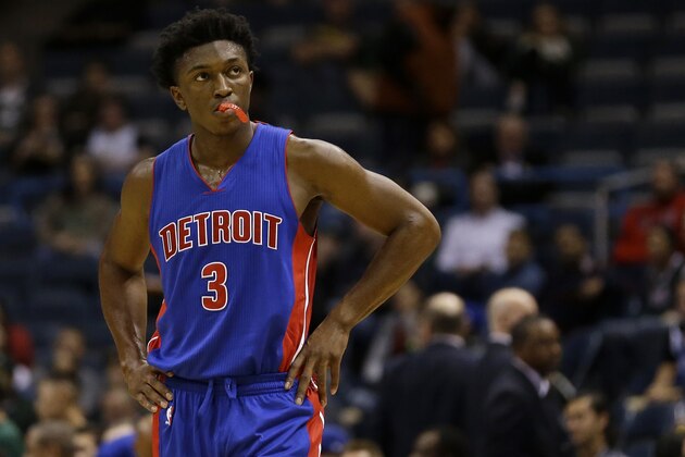 Detroit Pistons' Stanley Johnson during an NBA preseason basketball game against the Milwaukee Bucks Saturday, Oct. 10, 2015, in Milwaukee. (AP Photo/Aaron Gash)