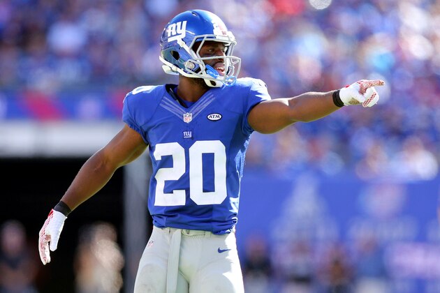 New York Giants corner back Prince Amukamara #20 during an NFL game against the Atlanta Falcons at MetLife Stadium in East Rutherford, N.J. on Sunday, Sept. 20, 2015. (AP Photo/Brad Penner) New York Giants corner back Prince Amukamara #20 during an NFL game against the Atlanta Falcons at MetLife Stadium in East Rutherford, N.J. on Sunday, Sept. 20, 2015. (AP Photo/Brad Penner)