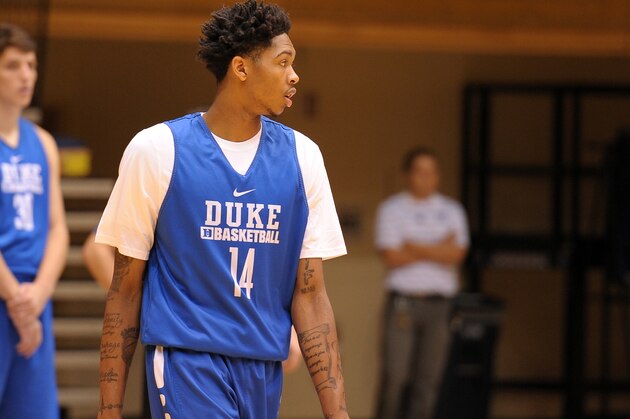 DURHAM, NC - OCTOBER 02: Brandon Ingram #14 of the Duke Blue Devils in action during an open practice at Cameron Indoor Stadium on October 2, 2015 in Durham, North Carolina. (Photo by Lance King/Getty Images)