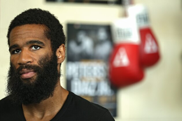 ALEXANDRIA, VA - OCTOBER 14: Lamont Peterson looks on during fighter media workouts in the Alexandria Boxing Club at the Charles Houston Recreation Center on October 14, 2015 in Alexandria, Virginia. (Photo by Patrick Smith/Getty Images)