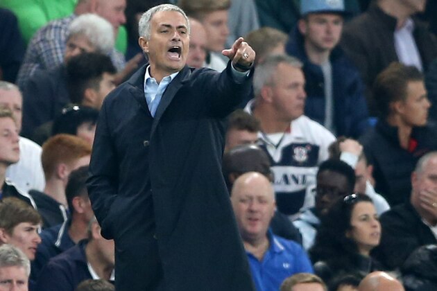 Chelsea's Portuguese manager Jose Mourinho gestures during the English Premier League football match between Chelsea and Southampton at Stamford Bridge in London on October 3, 2015. AFP PHOTO / JUSTIN TALLIS
RESTRICTED TO EDITORIAL USE. No use with unauthorized audio, video, data, fixture lists, club/league logos or 'live' services. Online in-match use limited to 75 images, no video emulation. No use in betting, games or single club/league/player publications. (Photo credit should read JUSTIN TALLIS/AFP/Getty Images) Chelsea's Portuguese manager Jose Mourinho gestures during the English Premier League football match between Chelsea and Southampton at Stamford Bridge in London on October 3, 2015. AFP PHOTO / JUSTIN TALLIS
RESTRICTED TO EDITORIAL USE. No use with unauthorized audio, video, data, fixture lists, club/league logos or 'live' services. Online in-match use limited to 75 images, no video emulation. No use in betting, games or single club/league/player publications. (Photo credit should read JUSTIN TALLIS/AFP/Getty Images)