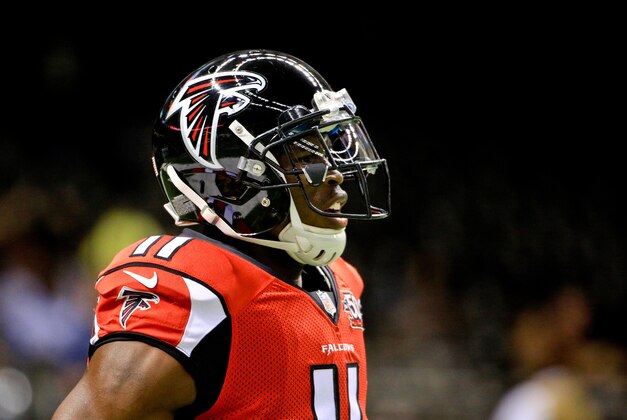 Oct 15, 2015; New Orleans, LA, USA; Atlanta Falcons wide receiver Julio Jones (11) before a game against the New Orleans Saints at the Mercedes-Benz Superdome. Mandatory Credit: Derick E. Hingle-USA TODAY Sports