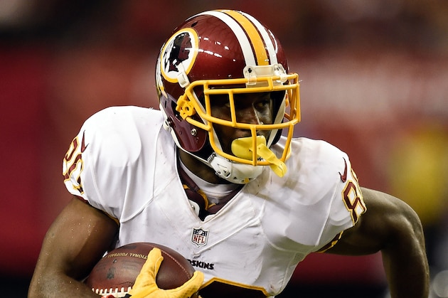 Oct 11, 2015; Atlanta, GA, USA; Washington Redskins wide receiver Jamison Crowder (80) runs wit the ball against the Atlanta Falcons during the second half at the  Georgia Dome. The Falcons defeated the Redskins 25-19 in overtime. Mandatory Credit: Dale Zanine-USA TODAY Sports