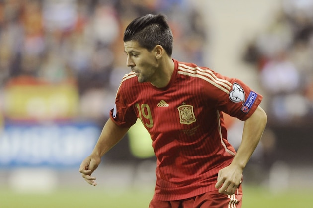 Spains Nolito controls the ball during the Euro 2016 qualifying football match Spain vs Luxembourg at Las Gaunas stadium in Logrono on October 9, 2015. AFP PHOTO/  ANDER GILLENEA        (Photo credit should read ANDER GILLENEA/AFP/Getty Images)