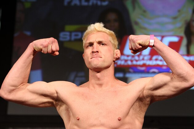 LAS VEGAS, NV - DECEMBER 02:  Jason 'Mayhem' Miller weighs in at the official weigh-in for The Ultimate Fighter 14 Finale at The Palms Casino Resort on December 2, 2011 in Las Vegas, Nevada.  (Photo by Josh Hedges/Zuffa LLC/Zuffa LLC via Getty Images)