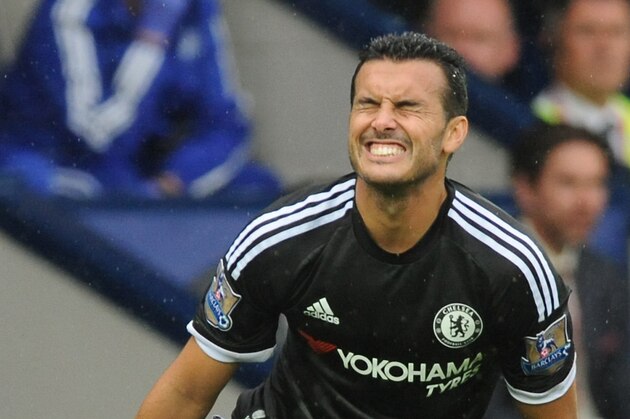 Chelsea's Pedro during the English Premier League soccer match between West Bromwich Albion and Chelsea at the Hawthorns, West Bromwich, England, Sunday, Aug. 23, 2015. (AP Photo/Rui Vieira)