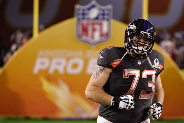 Jan 25, 2015; Phoenix, AZ, USA; Team Irvin guard Marshal Yanda of the Baltimore Ravens (73) in the 2015 Pro Bowl against Team Carter at University of Phoenix Stadium. Mandatory Credit: Kyle Terada-USA TODAY Sports