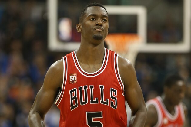 WINNIPEG, MB - OCTOBER 10: Bobby Portis #5 of the Chicago Bulls drives to the basket against the Minnesota Timberwolves during the game as part of NBA Canada Series 2015 on October 10, 2015 at the MTS Centre in Winnipeg, Manitoba, Canada.  NOTE TO USER: User expressly acknowledges and agrees that, by downloading and or using this Photograph, user is consenting to the terms and conditions of the Getty Images License Agreement. Mandatory Copyright Notice: Copyright 2015 NBAE (Photo by David Sherman/NBAE via Getty Images)