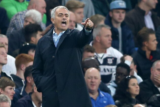 Chelsea's Portuguese manager Jose Mourinho gestures during the English Premier League football match between Chelsea and Southampton at Stamford Bridge in London on October 3, 2015. AFP PHOTO / JUSTIN TALLIS

RESTRICTED TO EDITORIAL USE. No use with unauthorized audio, video, data, fixture lists, club/league logos or 'live' services. Online in-match use limited to 75 images, no video emulation. No use in betting, games or single club/league/player publications.        (Photo credit should read JUSTIN TALLIS/AFP/Getty Images)