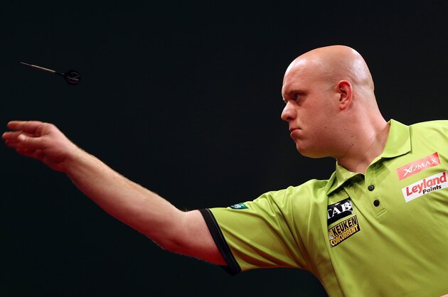 AUCKLAND, NEW ZEALAND - AUGUST 29:  Michael Van Gerwen in action during the Auckland Darts Masters at The Trusts Arena on August 29, 2015 in Auckland, New Zealand.  (Photo by Michael Bradley/Getty Images)