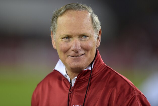 Nov 13, 2014; Los Angeles, CA, USA; Southern California Trojans athletic director Pat Haden before the game against the California Golden Bears at Los Angeles Memorial Coliseum. Mandatory Credit: Kirby Lee-USA TODAY Sports