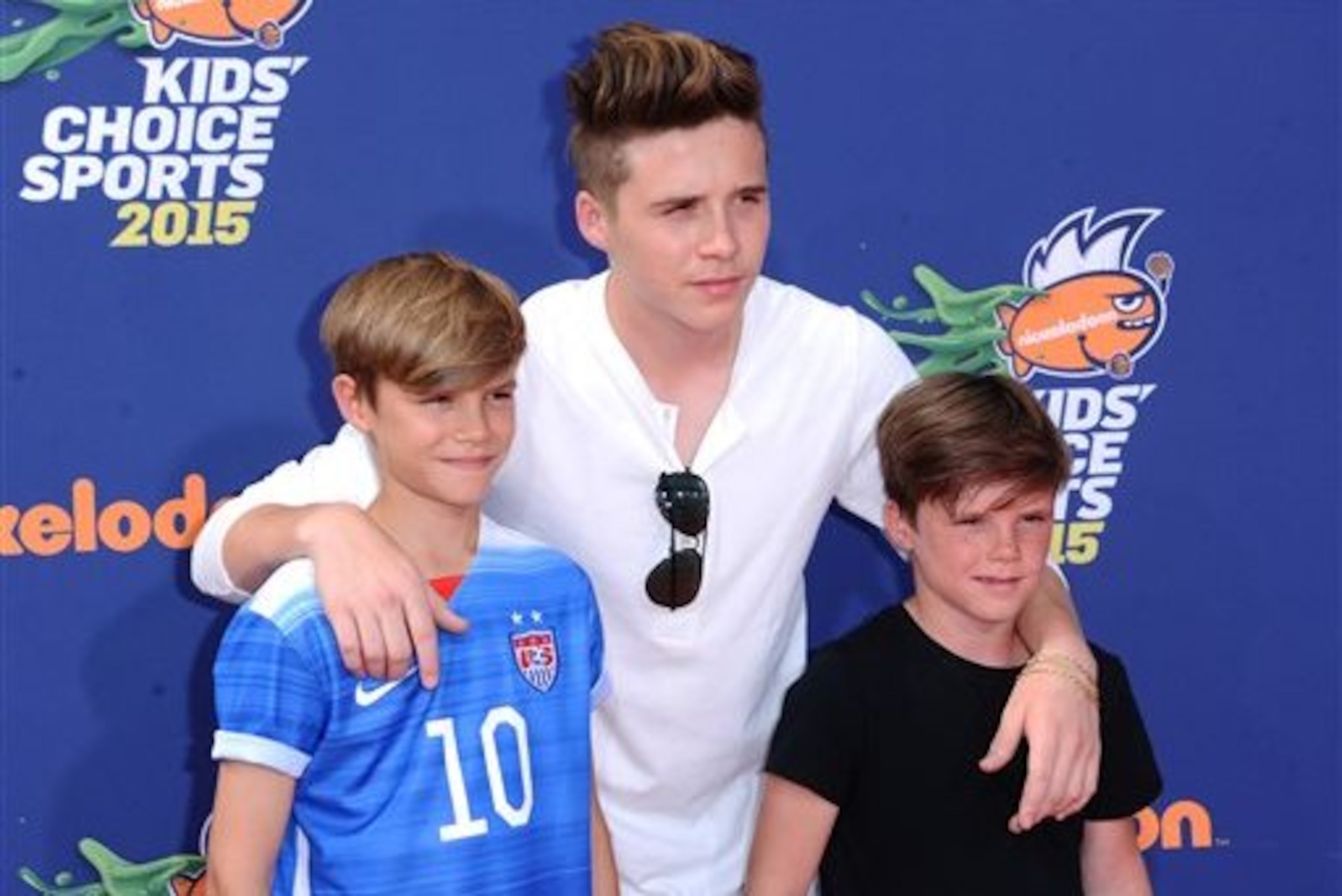 Romeo Beckham, from left, Brooklyn Beckham, and Cruz Beckham arrive at the 2015 Kids' Choice Sports Awards at Pauley Pavilion on Thursday, July 16, 2015, in Los Angeles. (Photo by Richard Shotwell/Invision/AP) Romeo Beckham, from left, Brooklyn Beckham, and Cruz Beckham arrive at the 2015 Kids' Choice Sports Awards at Pauley Pavilion on Thursday, July 16, 2015, in Los Angeles. (Photo by Richard Shotwell/Invision/AP)
