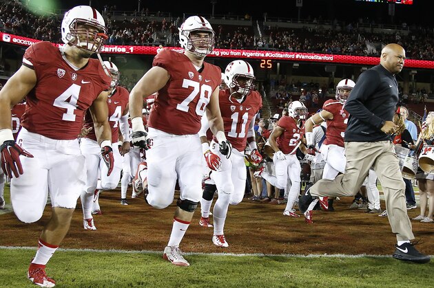 Stanford head coach David Shaw during an NCAA college football game against UCLA Thursday, Oct. 15, 2015, Stanford, Calif. (AP Photo/Tony Avelar)