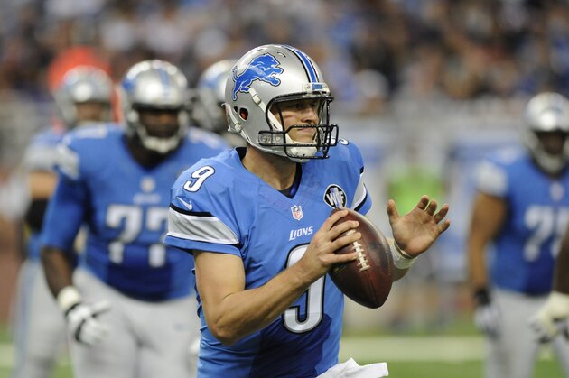 Detroit Lions quarterback Matthew Stafford (9) scrambles during the second half of an NFL football game against the Chicago Bears, Sunday, Oct. 18, 2015, in Detroit. (AP Photo/)