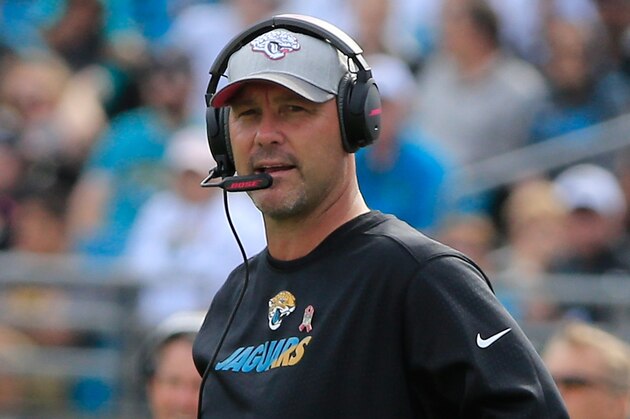 JACKSONVILLE, FL - OCTOBER 18:  Head coach Gus Bradley of the Jacksonville Jaguars watches the action during the game against the Houston Texans at EverBank Field on October 18, 2015 in Jacksonville, Florida.  (Photo by Sam Greenwood/Getty Images)