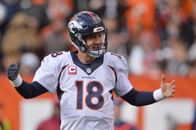 Denver Broncos quarterback Peyton Manning reacts after an incomplete pass during the second half of an NFL football game against the Cleveland Browns, Sunday, Oct. 18, 2015, in Cleveland. (AP Photo/David Richard)