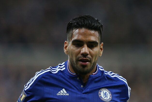 Chelsea's Radamel Falcao during the English Premier League soccer match between Newcastle United and Chelsea at St James' Park, Newcastle, England, Saturday, Sept. 26, 2015. (AP Photo/Scott Heppell)