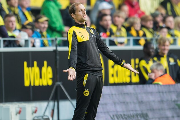 Coach Thomas Tuchel of Borussia Dortmund during the Bundesliga match between Borussia Dortmund and Bayer 04 Leverkusen on September 20, 2015 at the Signal Iduna Park in Dortmund, Germany.(Photo by VI Images via Getty Images)