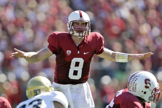 Stanford quarterback Kevin Hogan during  an NCAA college football game against UCLA  on Saturday, Oct. 19, 2013, in Stanford, Calif. (AP Photo/Marcio Jose Sanchez)