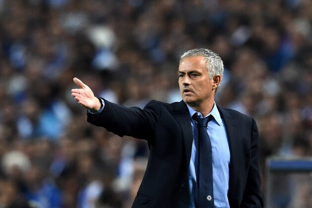 Chelsea's Portuguese manager Jose Mourinho gestures during the UEFA Champions League Group G football match at the Dragao stadium in Porto on September 29, 2015.  AFP PHOTO / FRANCISCO LEONG        (Photo credit should read FRANCISCO LEONG/AFP/Getty Images)