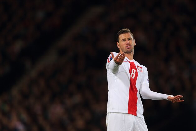 GLASGOW, SCOTLAND - OCTOBER 08: Grzegorz Krychowiak of Poland during the  UEFA EURO 2016 qualifier between Scotland and Poland at Hampden Park on October 8, 2015 in Glasgow, Scotland.  (Photo by Matthew Ashton - AMA/Getty Images,)